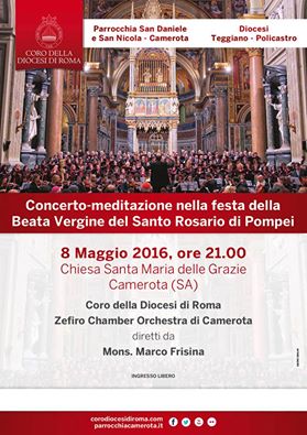 Camerota: l’8 maggio concerto del coro della Diocesi di Roma diretto da Mons. Marco Frisina