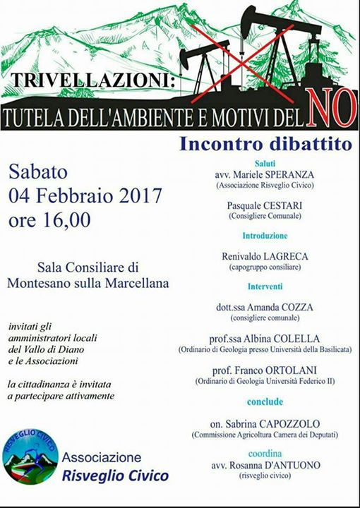 Montesano sulla Marcellana: il 4 febbraio incontro su trivellazioni e tutela dell’ambiente