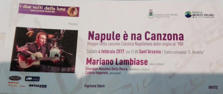 Sant’Arsenio: il 4 febbraio l’evento di musica napoletana “Napule è na Canzona”