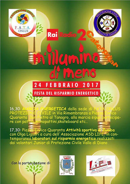 Il Vallo di Diano aderisce a “M’illumino di meno”, la campagna sul risparmio energetico