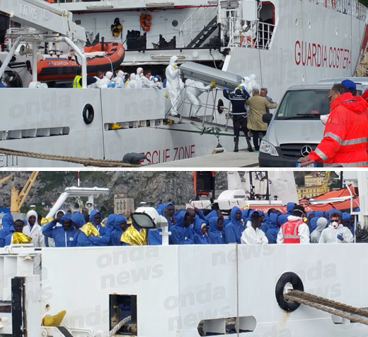 sbarco migranti Salerno 19 aprile evidenza