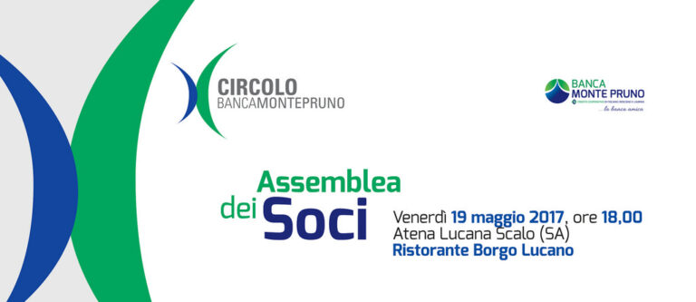 Atena Lucana: il 19 maggio Assemblea dei Soci del Circolo Banca Monte Pruno
