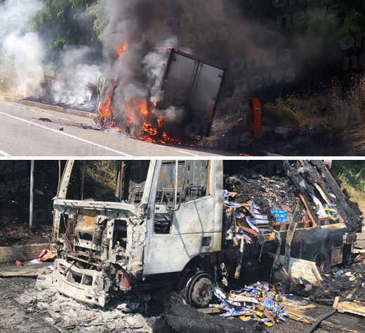 incendio autocarro autostrada evidenza