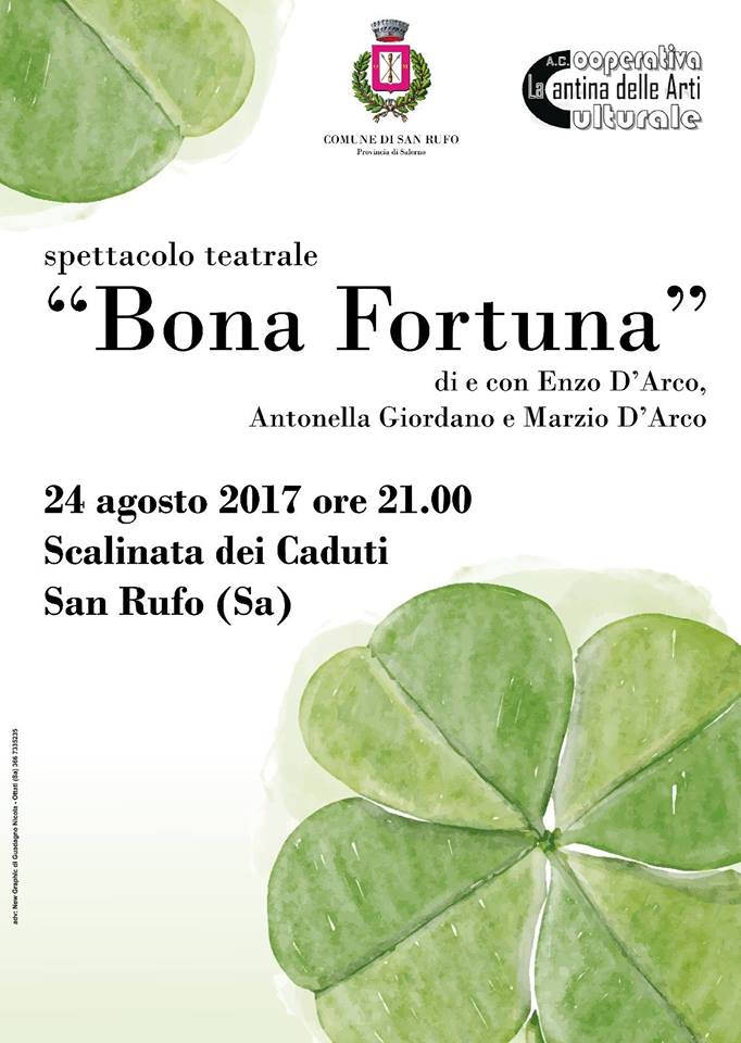 San Rufo: il 24 agosto va in scena “Bona Fortuna”, lo spettacolo teatrale di Enzo D’Arco
