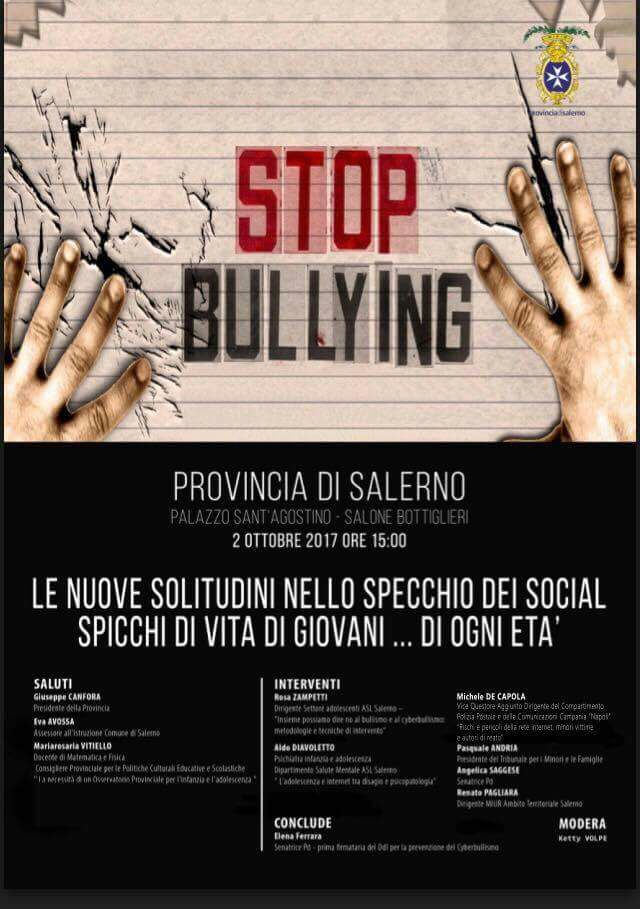 Provincia di Salerno. Domani incontro sul cyberbullismo e sull’uso sfrenato dei social