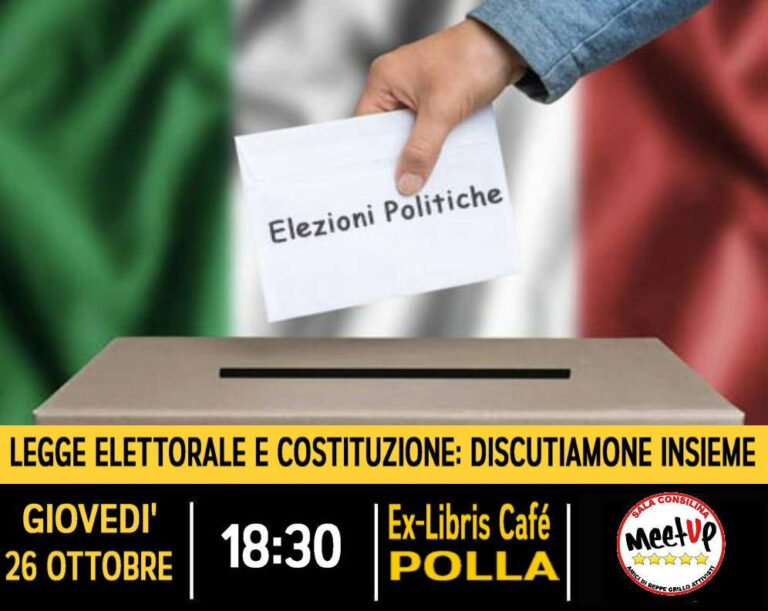 Polla: domani il MeetUp Amici di Beppe Grillo Sala Consilina discute di legge elettorale