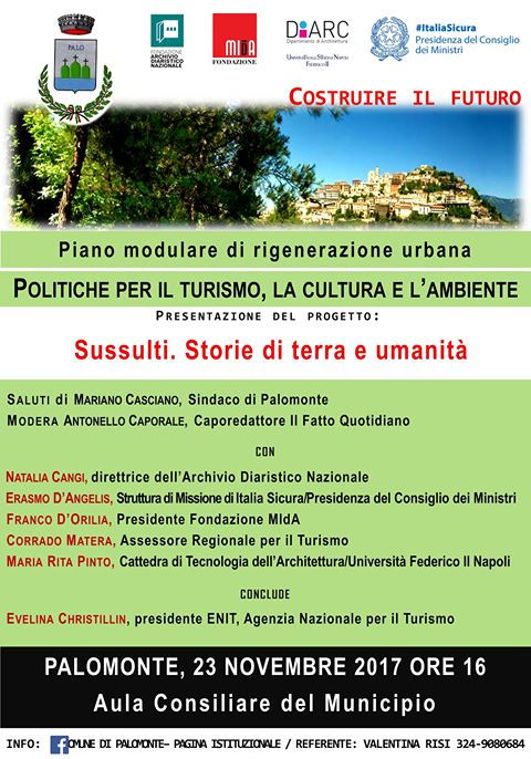 Palomonte: il 23 novembre presentazione del progetto urbanistico “Sussulti. Storie di terra e umanità”