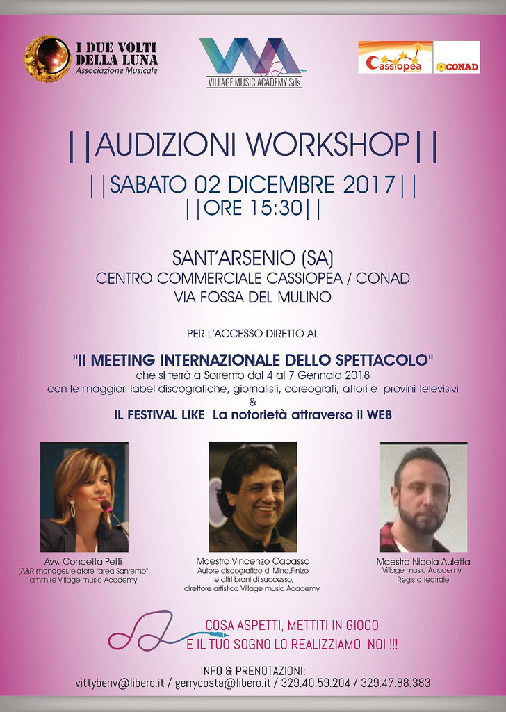 “I Due Volti della Luna” organizza le audizioni per il II Meeting Internazionale dello Spettacolo