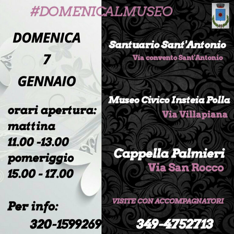 Polla aderisce all’iniziativa “Domenica al Museo”. Domani visite gratuite nei siti culturali del paese