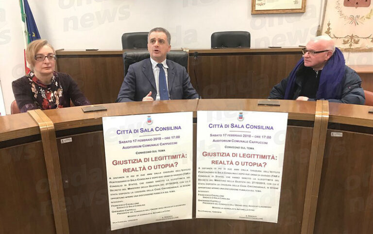 Sala Consilina:questa mattina conferenza stampa del convegno “Giustizia di legittimità:realtà e utopia?”