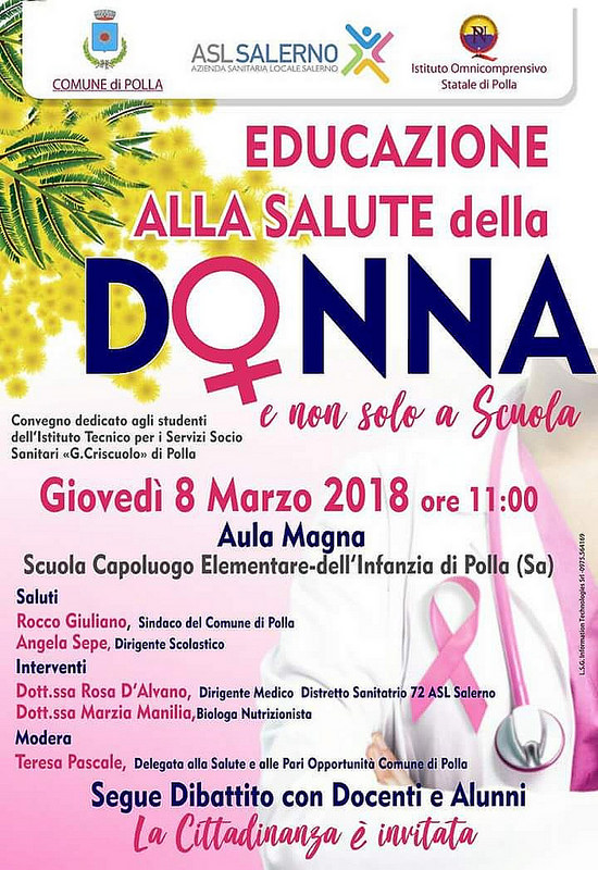 Polla: domani il convegno “Educazione alla salute della donna e non solo a scuola”