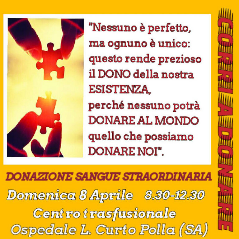 Polla: domani all’ospedale “Luigi Curto” raccolta straordinaria di sangue