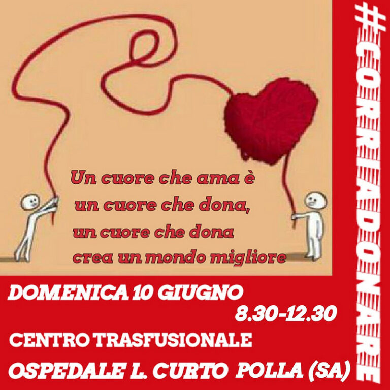 Ospedale di Polla. Domani raccolta straordinaria di sangue presso il Centro Trasfusionale