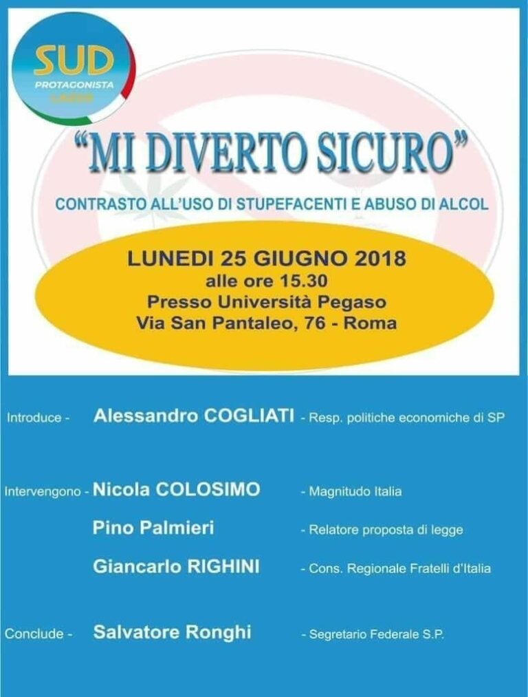 Domani il sindaco di Roscigno Pino Palmieri a Roma per discutere di contrasto all’uso di droga e alcol