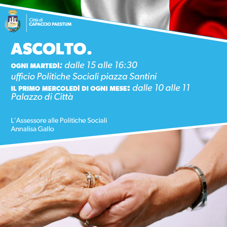 Politiche sociali a Capaccio. L’assessore Gallo avvia una fase di ascolto con i cittadini