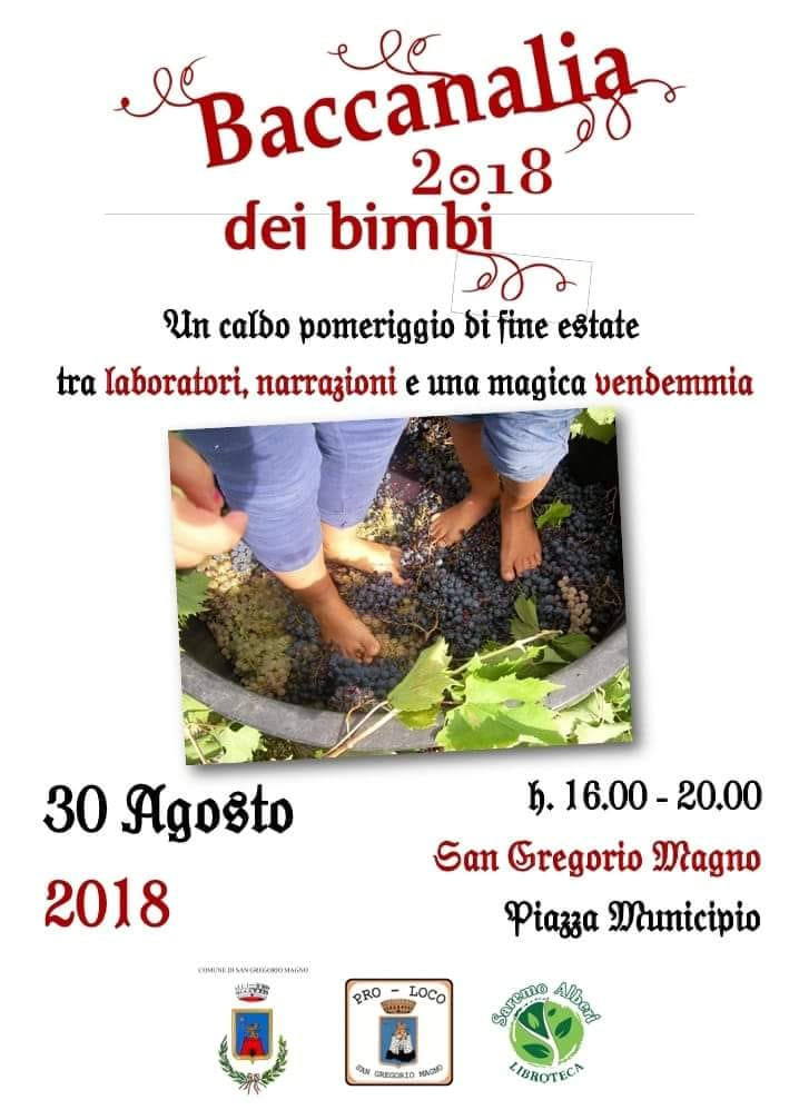 San Gregorio Magno: domani alla scoperta del cibo e del vino con “Baccanalia dei Bimbi”