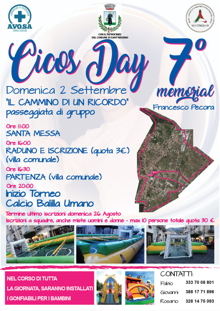 Sant’Arsenio: il 2 settembre torna il Cicos Day in memoria del giovane Francesco Pecora