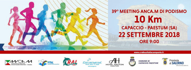 A Capaccio Paestum domani si corre il 39° Meeting nazionale ANCA.M di podismo