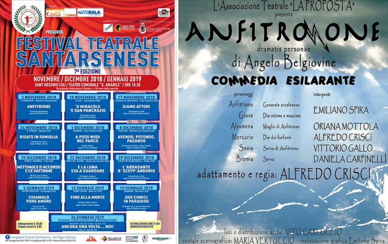 Al via domani, con la compagnia “La Proposta”, la 7^ edizione del Festival Teatrale Santarsenese