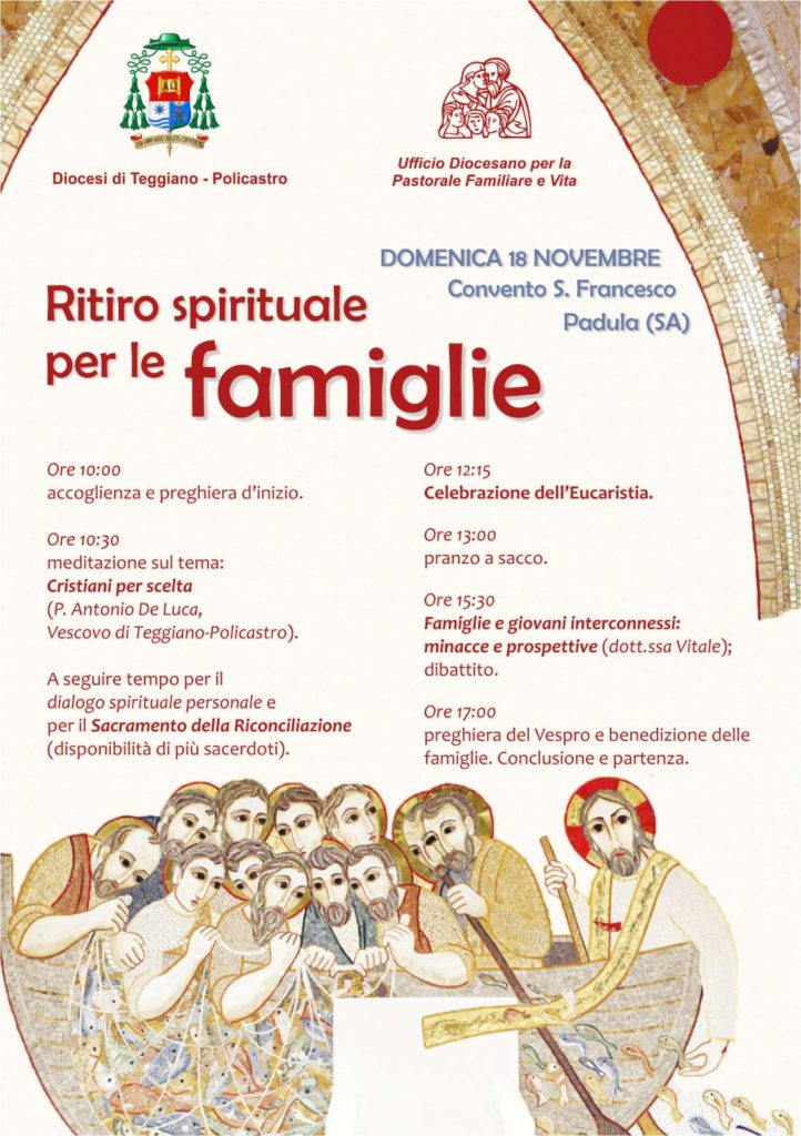 Padula: domani ritiro spirituale della famiglie con la Diocesi di Teggiano-Policastro