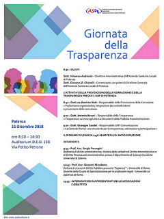 Giornata della Trasparenza nell’Azienda Sanitaria di Potenza. Domani un incontro tematico