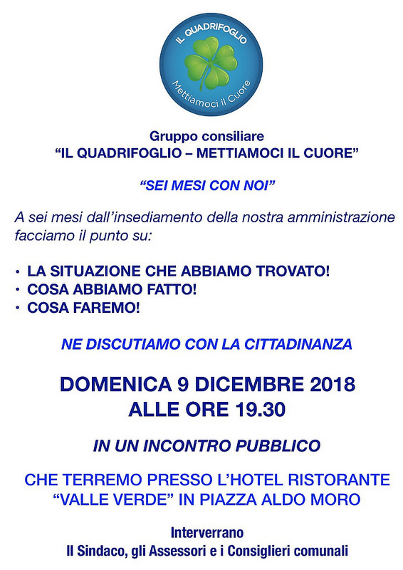 Domani a San Gregorio Magno incontro pubblico a sei mesi dall’insediamento dell’Amministrazione