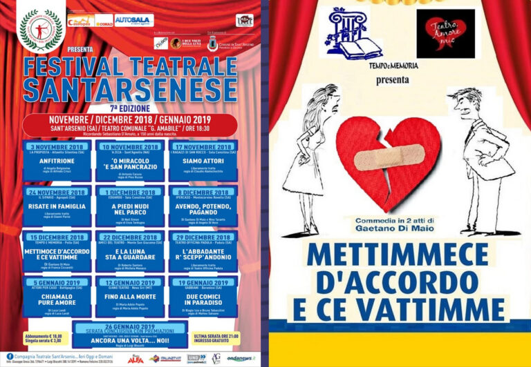 Domani al Festival Teatrale Santarsenese di scena la Compagnia “Tempo & Memoria” di Polla