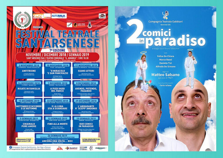 Oggi al Festival Teatrale Santarsenese la Compagnia Gabbiani porta in scena “Due comici in paradiso”