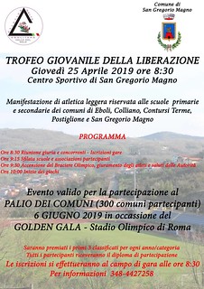 San Gregorio Magno: il 25 aprile studenti in gara al “Trofeo Giovanile della Liberazione”