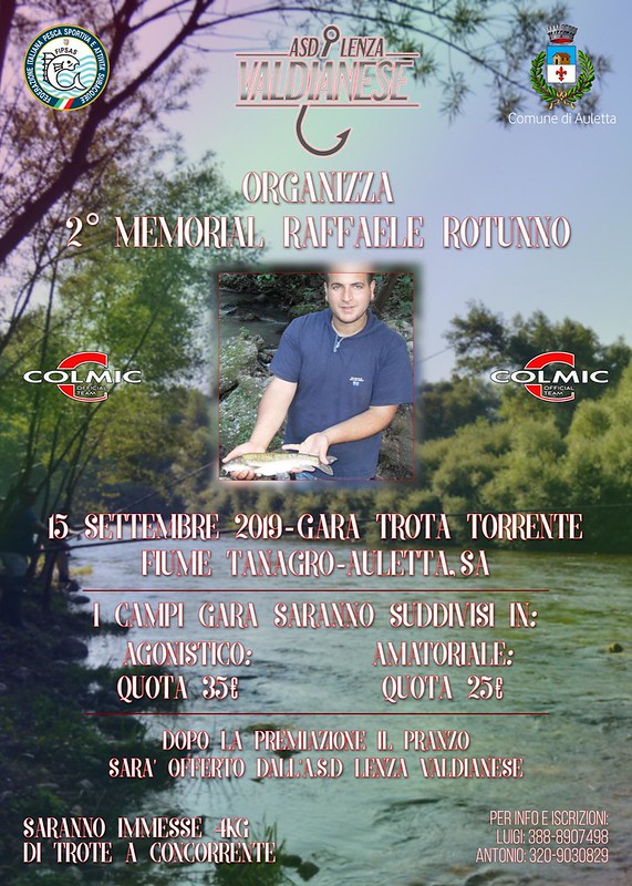 Auletta:tutto pronto per il Memorial Raffaele Rotunno.Oltre 50 gli iscritti alla prova di pesca sportiva