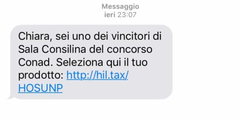 messaggio truffa conad