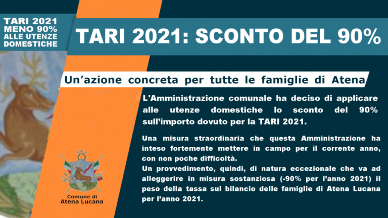 TARI 2021 SCONTO 90 PER CENTO